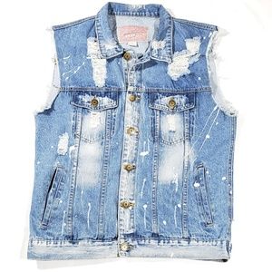 Brooklyn Cloth Distressed Painted Denim Vest.